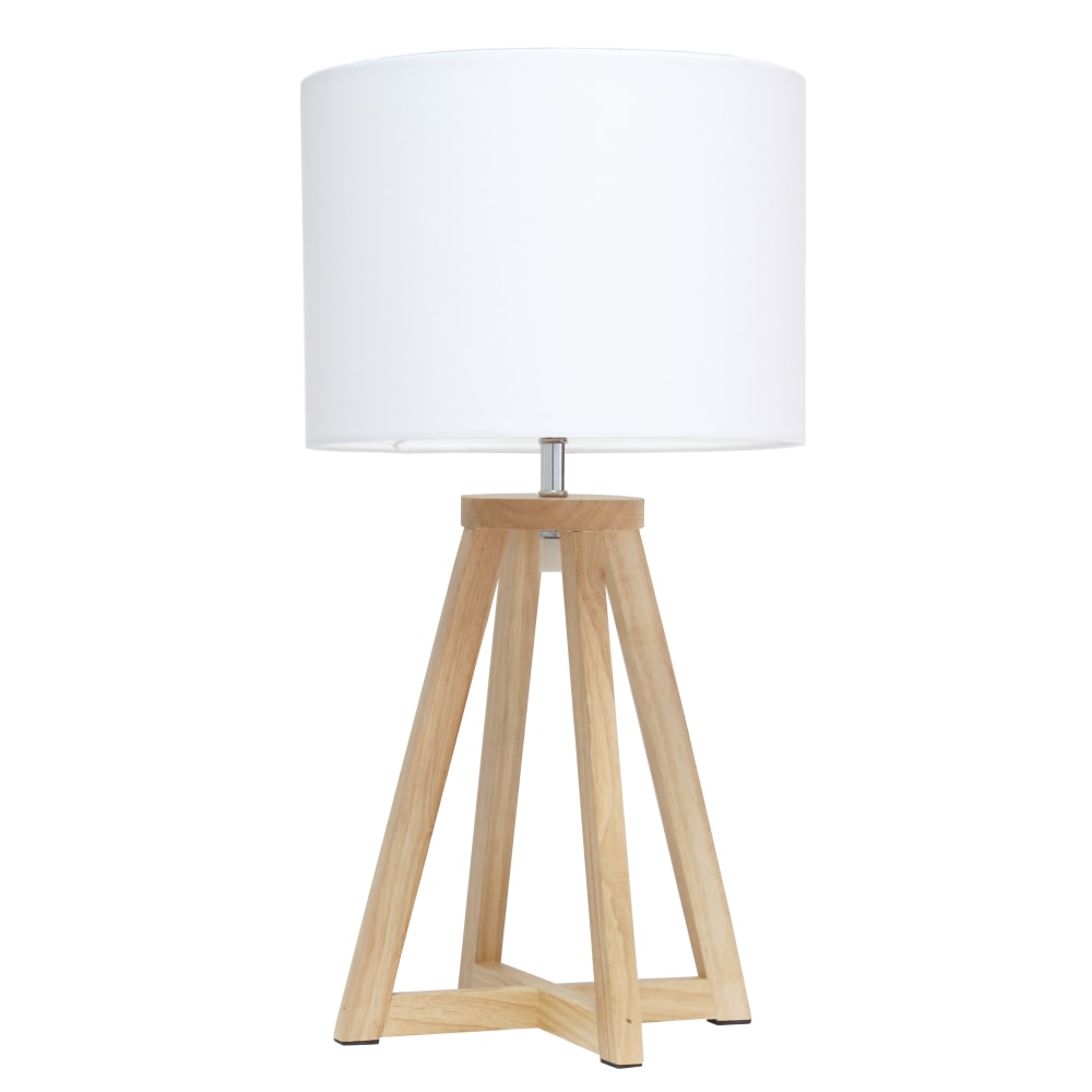 Simple Designs Interlocked Triangular Table Lamp, 19-1/8inH, White Shade/Natural Base