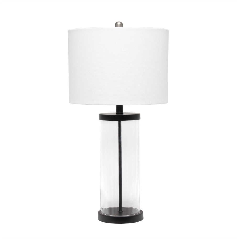 Lalia Home Entrapped Glass Table Lamp, 28inH, White Shade/Black Base