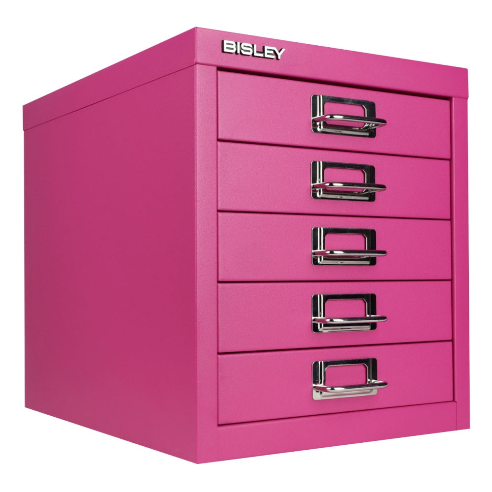 Bisley 5-Drawer Steel Cabinet, 13inH x 11inW x 15inD, Fuchsia