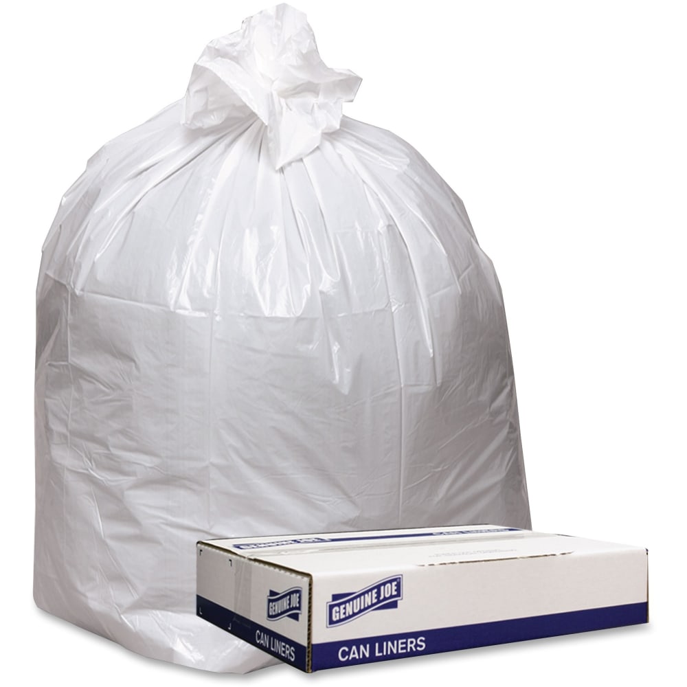 Genuine Joe Low Density White Can Liners - 56 gal Capacity - 43in Width x 47in Length - 0.90 mil (23 Micron) Thickness - Low Density - White - 100/Carton - Industrial Trash - Recycled