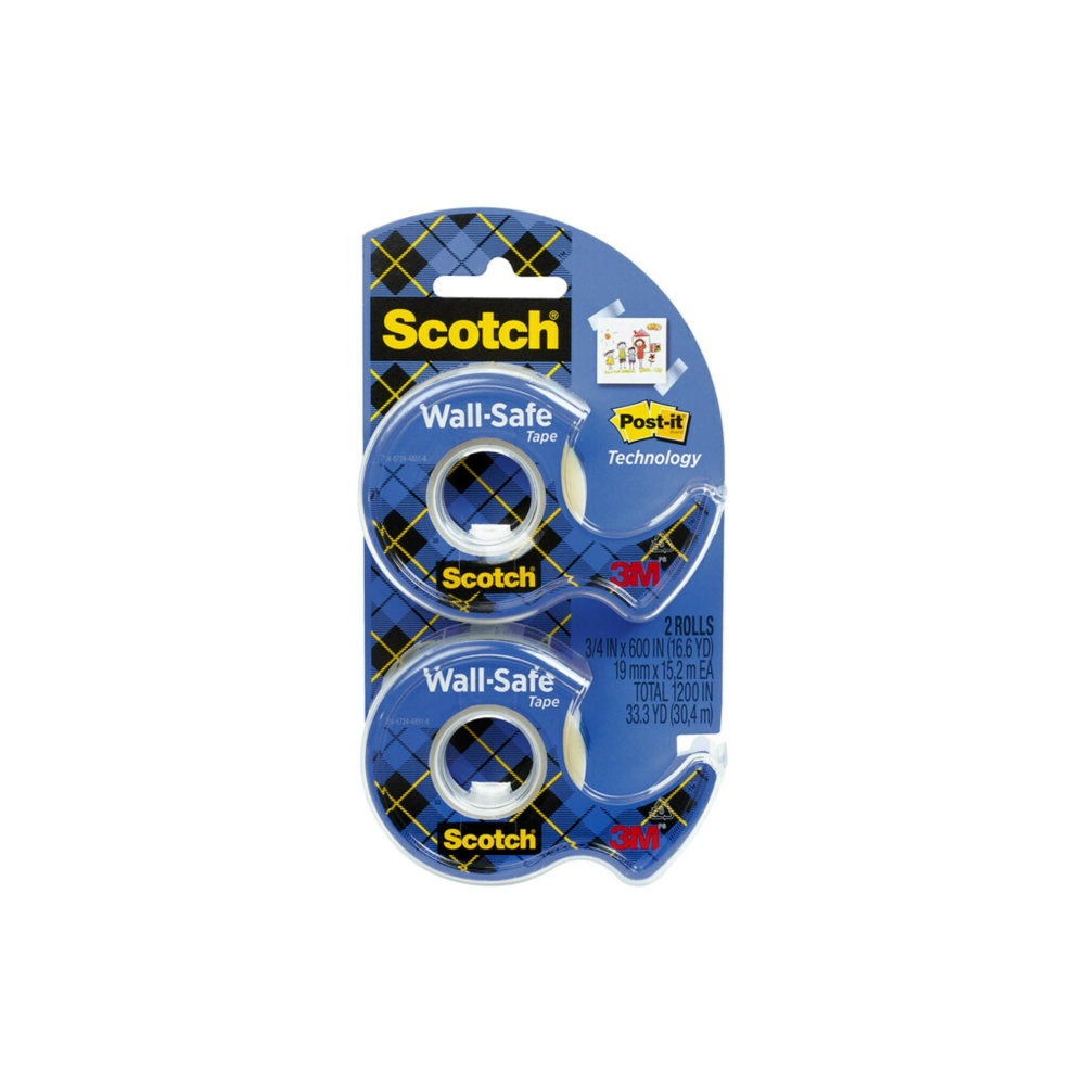 Scotch Wall-Safe Tape, 3/4in x 650in, Clear