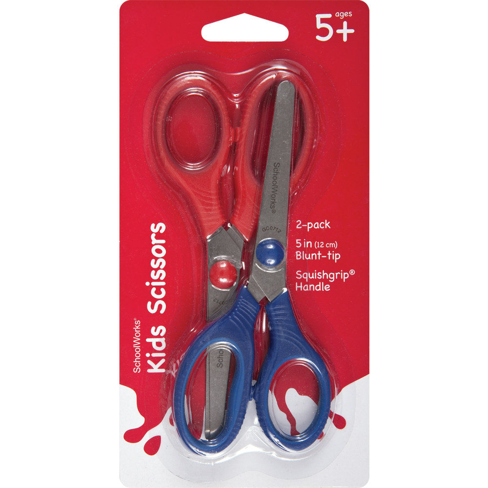 SchoolWorks Value Smart Scissors, 5in, Blunt, Assorted Colors, Pack Of 2