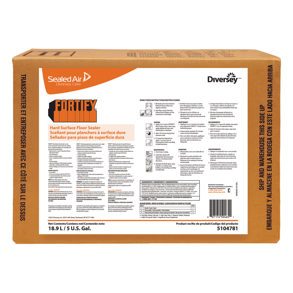 Diversey Fortify Hard Surface Sealer, Ammonia Scent, 640 Oz Bottle