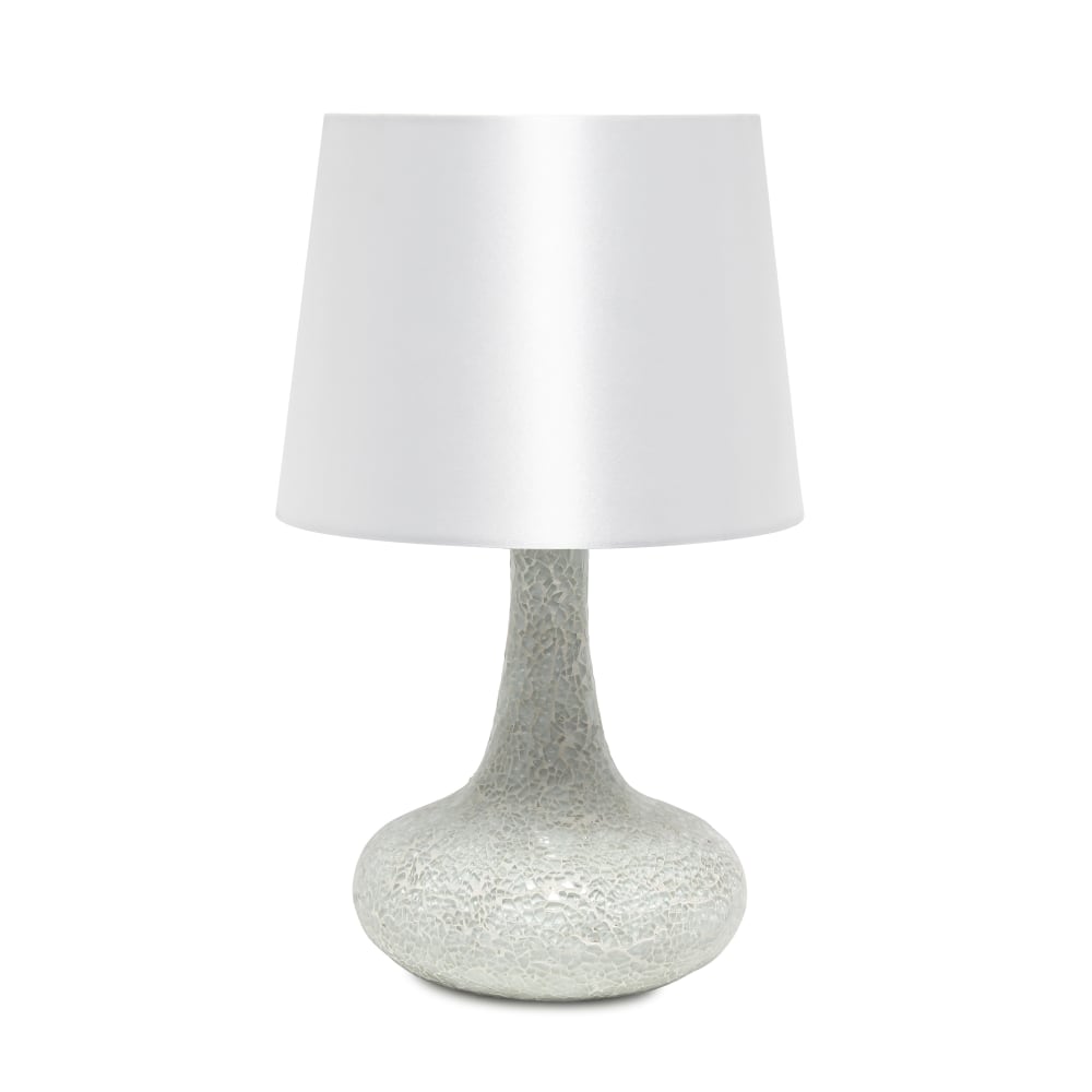Simple Designs Mosaic Tiled Glass Genie Table Lamp, White Shade