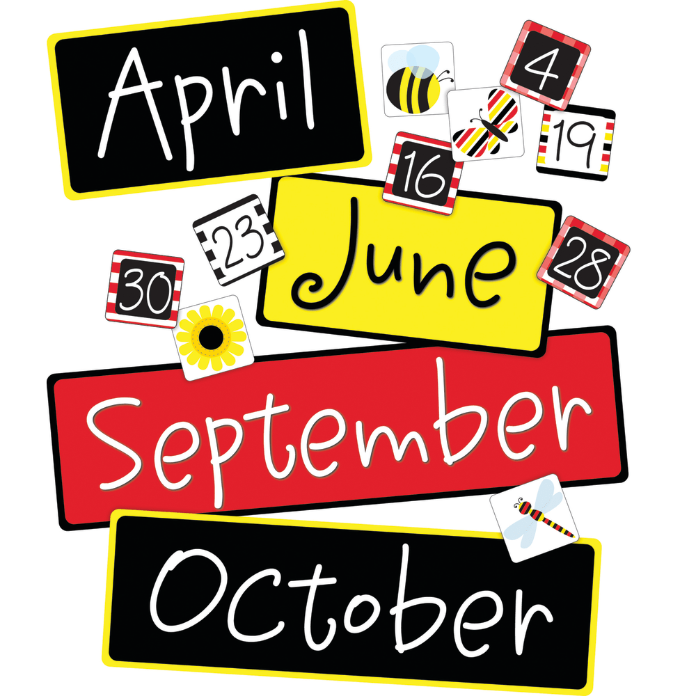 Barker Creek Calendar Month And Number Set, 9in x 12in, Buffalo Plaid And Wide Stripes, Pre-K - College