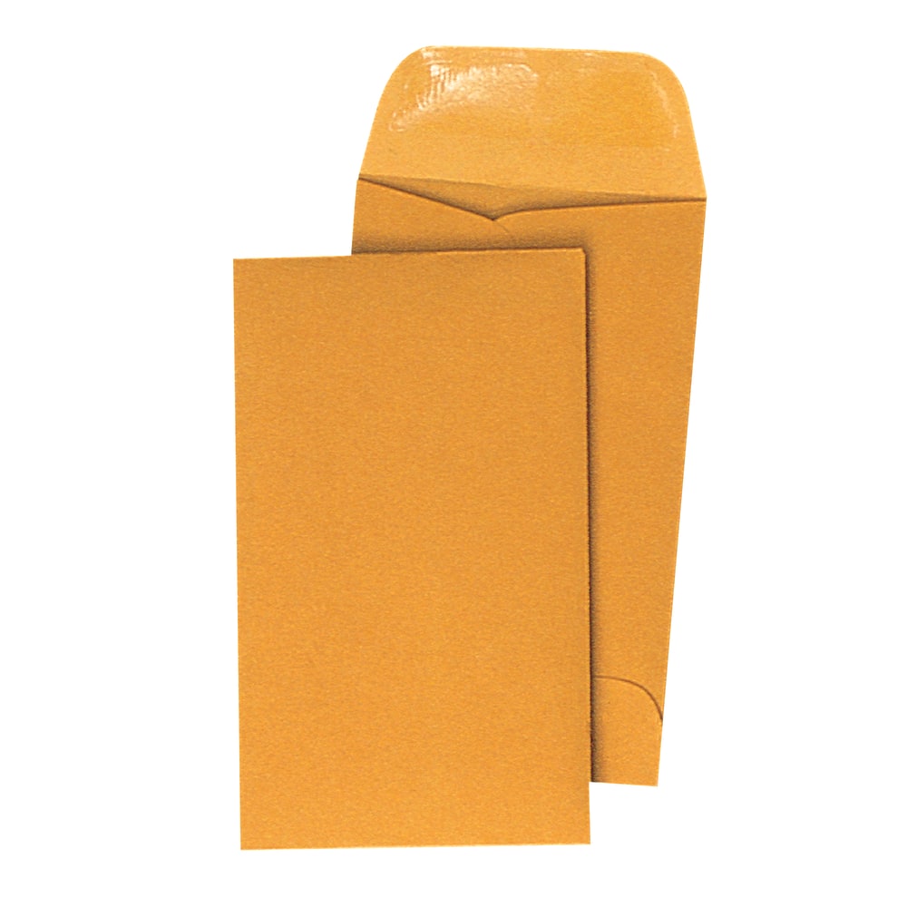 Quality Park Coin Envelopes, 2 1/2in x 4 1/4in, Brown Kraft, Box Of 500