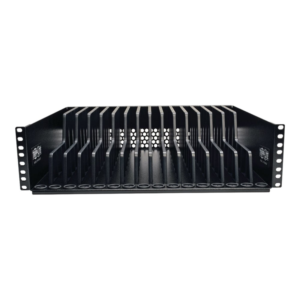 Tripp Lite 3U Rack Mount Tablet/iPad/Laptop Chrombook Storage Shelf - Mounting component (shelf) - for 16 tablets / notebooks - black - rack