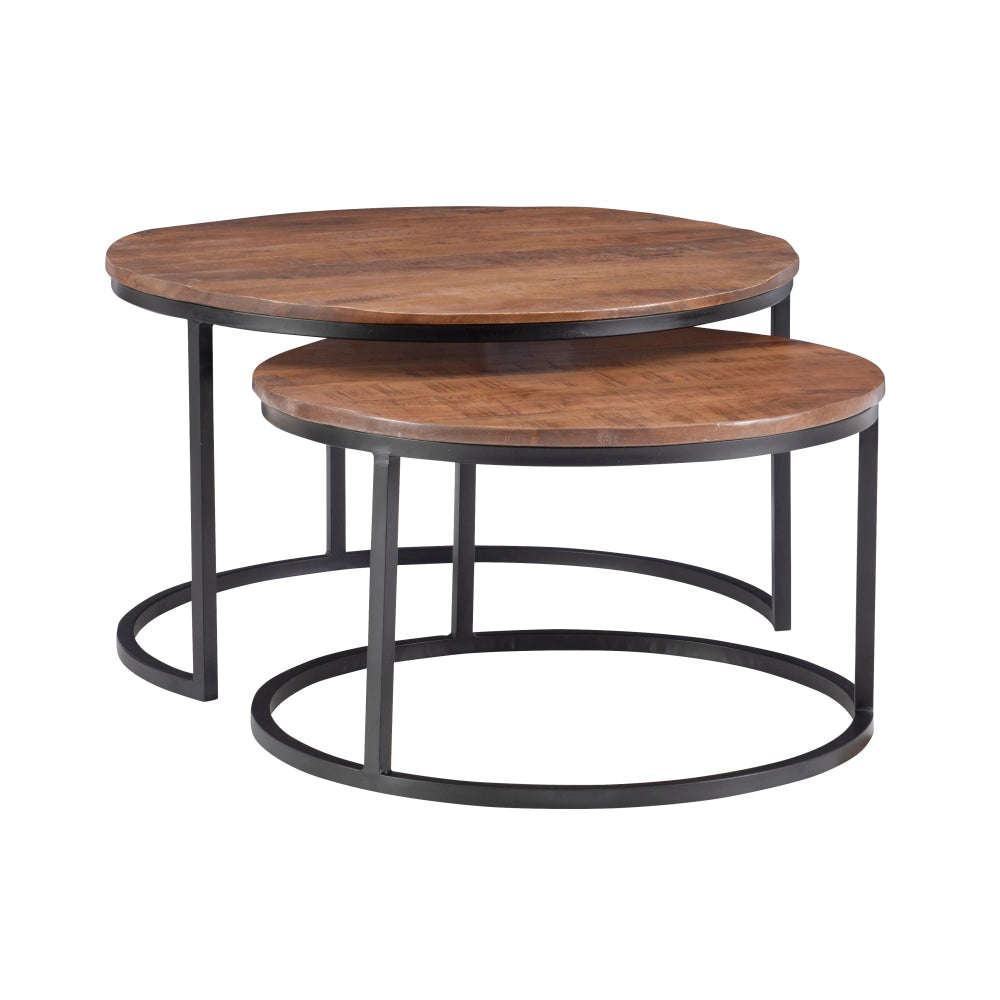 Powell Wolstan Nesting Coffee Tables, 18inH x 31inW x 31inD, Black/Brown, Set Of 2 Tables