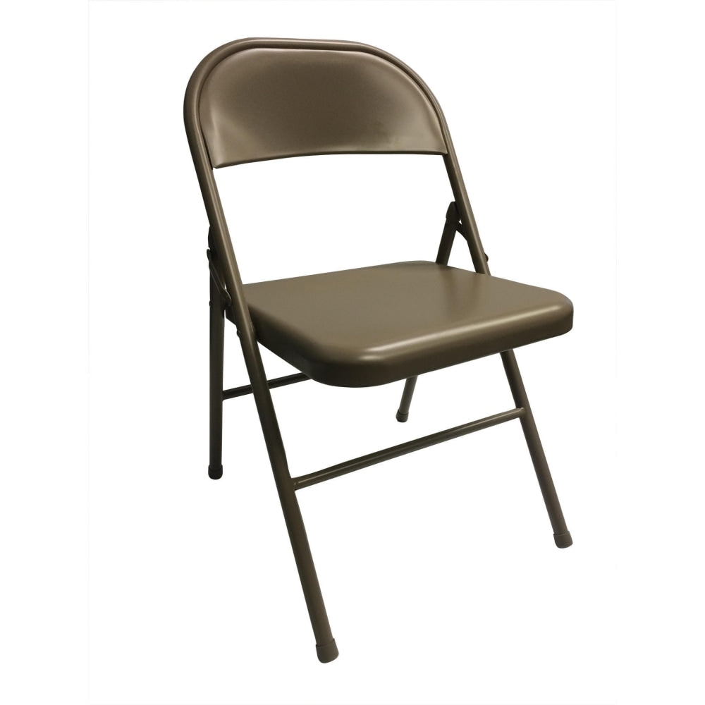 Realspace Metal Folding Chairs, Tan, Set Of 4 Chairs