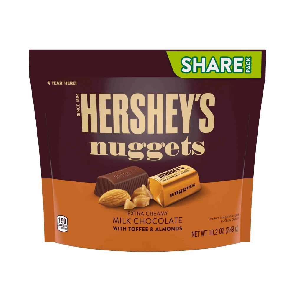 Hersheys Nuggets Extra Creamy Milk Chocolate With Toffee And Almonds Candy, 10.2 Oz, Pack Of 3 Bags