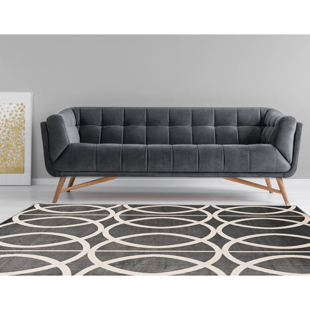 Linon Paramount Area Rug, 60in x 91in, Arabesque Gray/Ivory