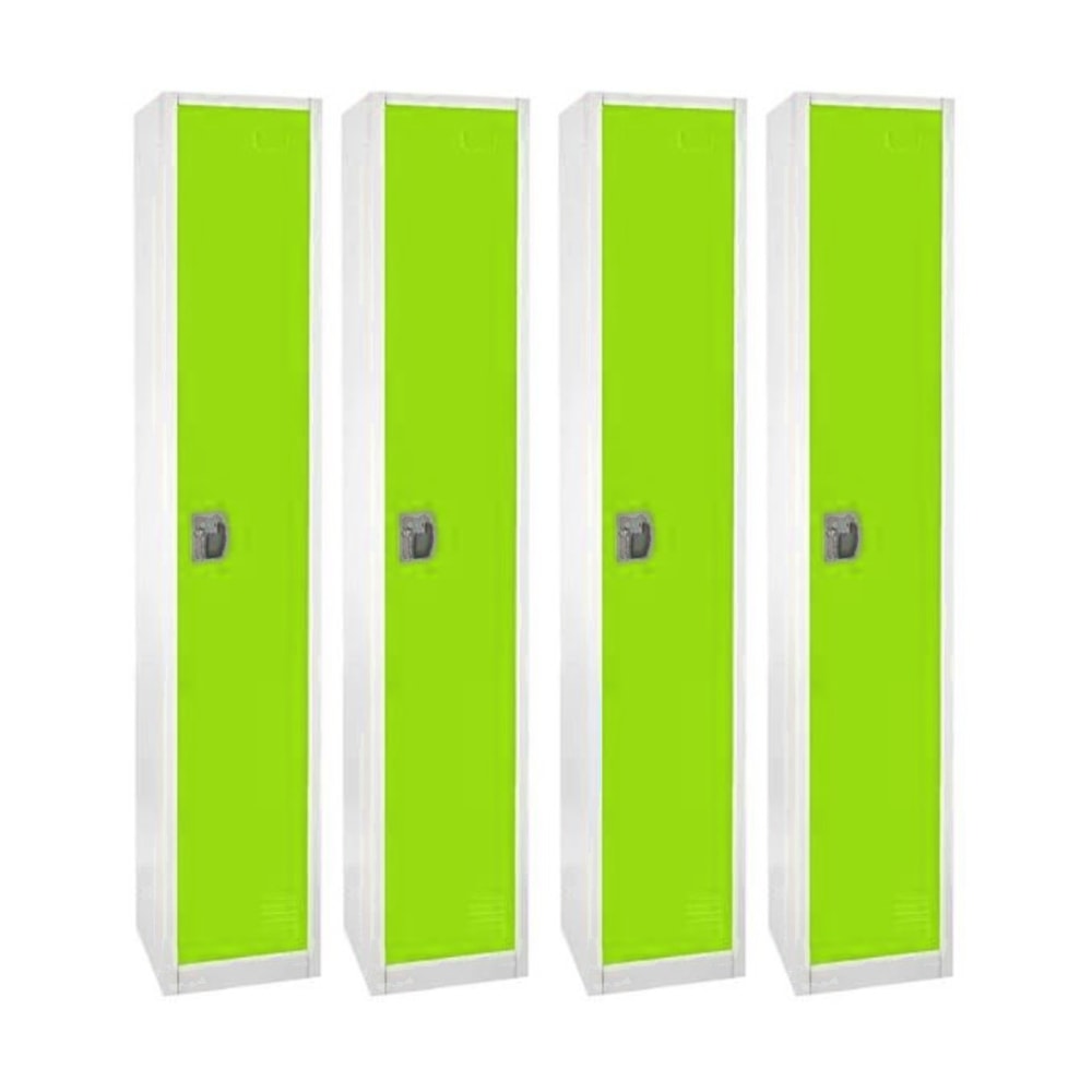 Alpine AdirOffice 1-Tier Steel Lockers, 72inH x 12inW x 12inD, Green, Pack Of 4 Lockers