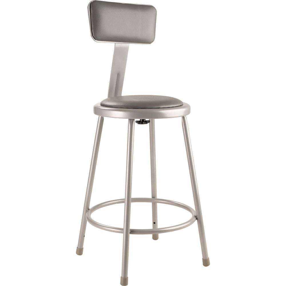 National Public Seating Vinyl-Padded Task Stool, Gray Seat/Gray Frame, Quantity: 1