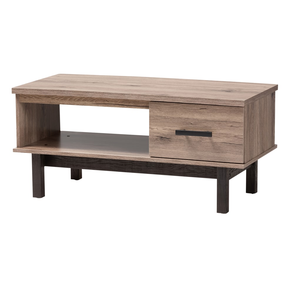 Baxton Studio Modern Coffee Table, 18-5/16inH x 39-7/16inW x 18-1/8inD, Oak/Black