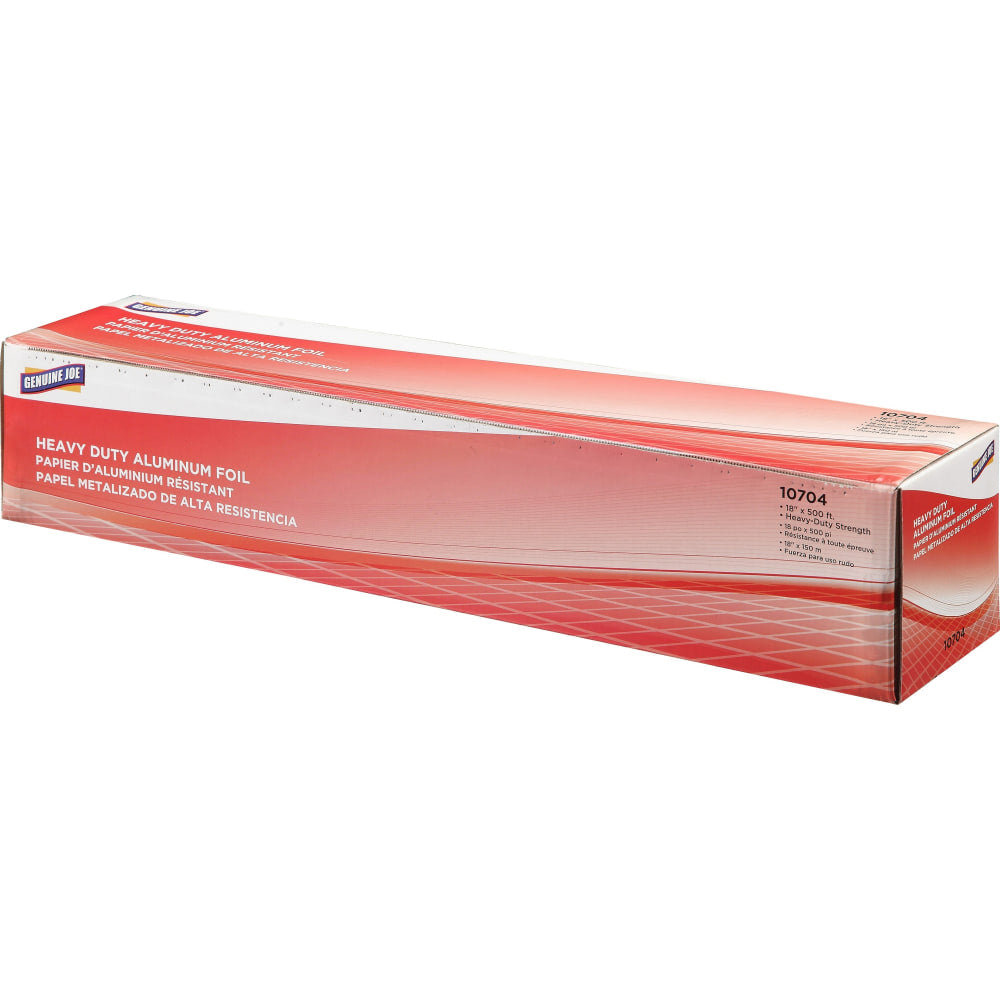 Genuine Joe Heavy-duty Aluminum Foil - 18in Width x 500 ft Length - Heavy Duty, Sturdy, Dispenser, Pliable - Aluminum - Silver - 1Each
