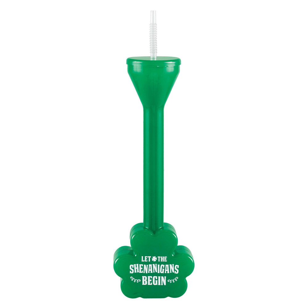 Amscan 350365 St. Patricks Day Shamrock-Shaped Half Yard Drinking Glasses, Green, Pack Of 3 Glasses
