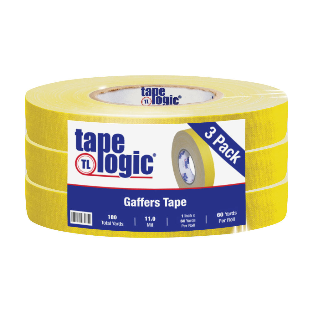 Tape Logic Gaffers Tape, 1in x 60 Yd., 11 Mil, Yellow, Case Of 3 Rolls