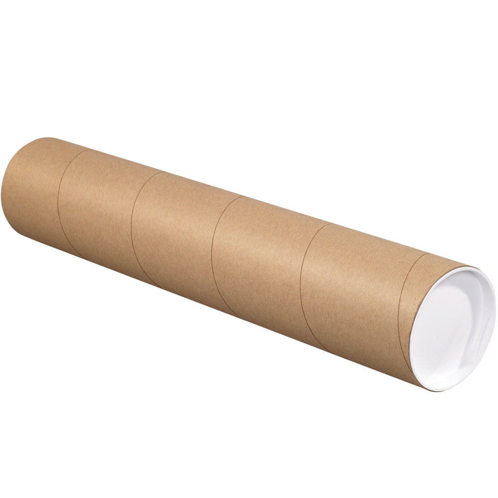 Partners Brand Mailing Tubes With Caps, 4in x 20in, 80% Recycled, Kraft, Case Of 15