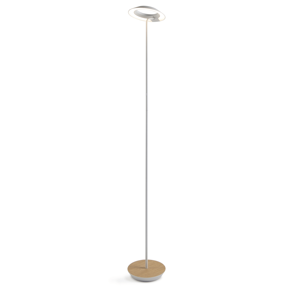 Koncept Royyo LED Floor Lamp, 45-1/2inH, Matte White Body/White Oak Base