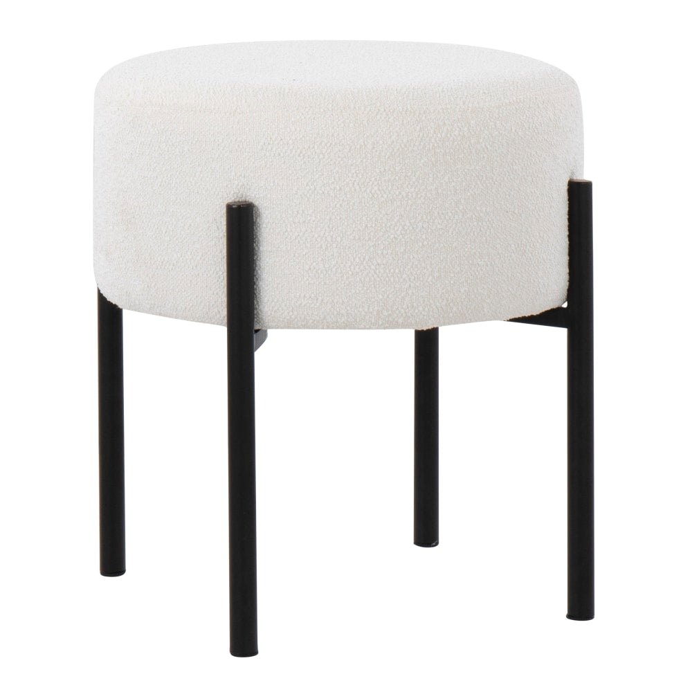 LumiSource Daniella Ottoman, Round, Cream/Black