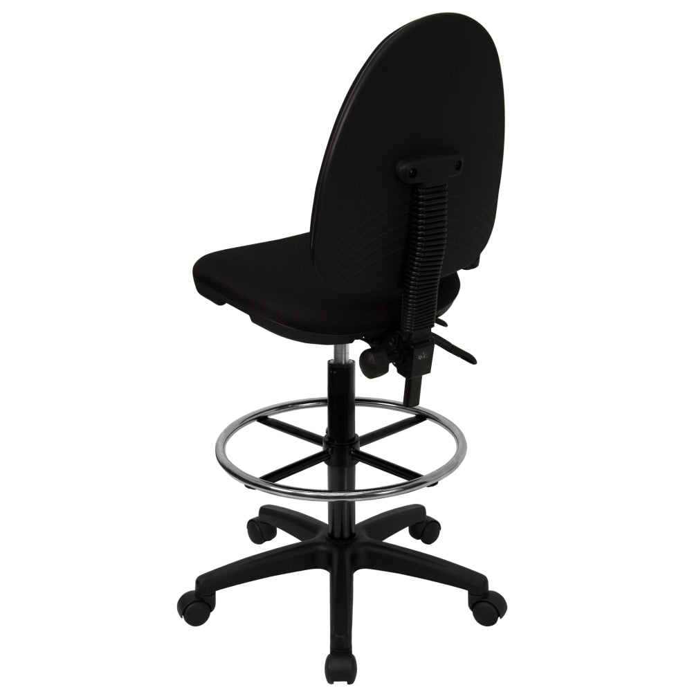Flash Furniture Ergonomic Fabric Mid-Back Multi-Functional Drafting Chair With Adjustable Lumbar Support, Black