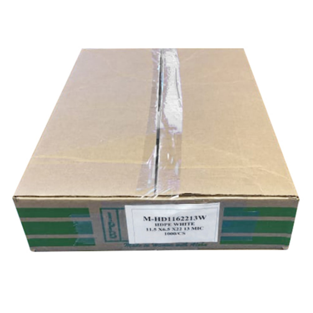 Island Plastic Bags Handleless Take Out Bags, 11-1/2in x 6-1/2in x 22in, White, Pack Of 1,000 Bags