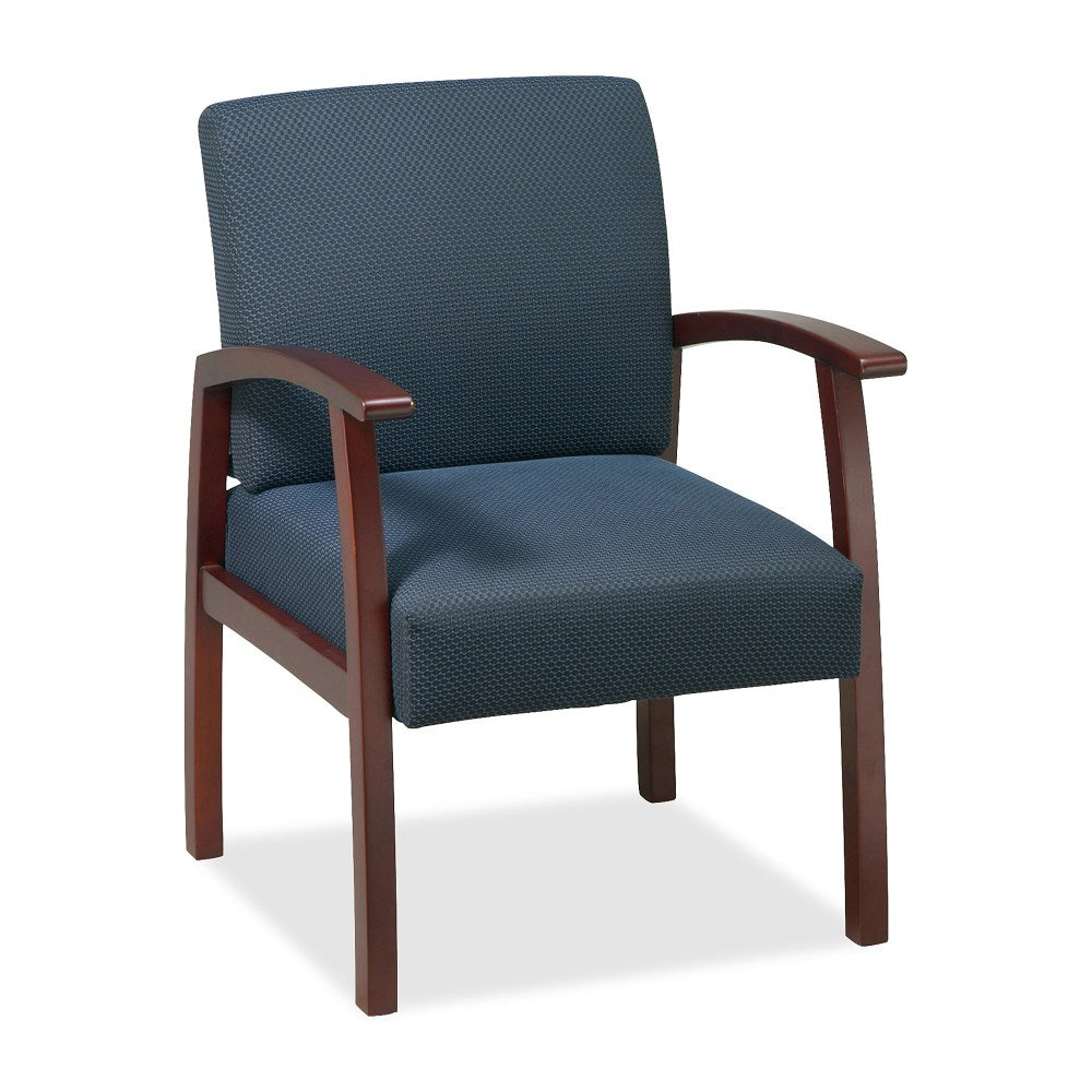 Lorell Wood Guest Chair, Midnight Blue Fabric/Cherry Frame