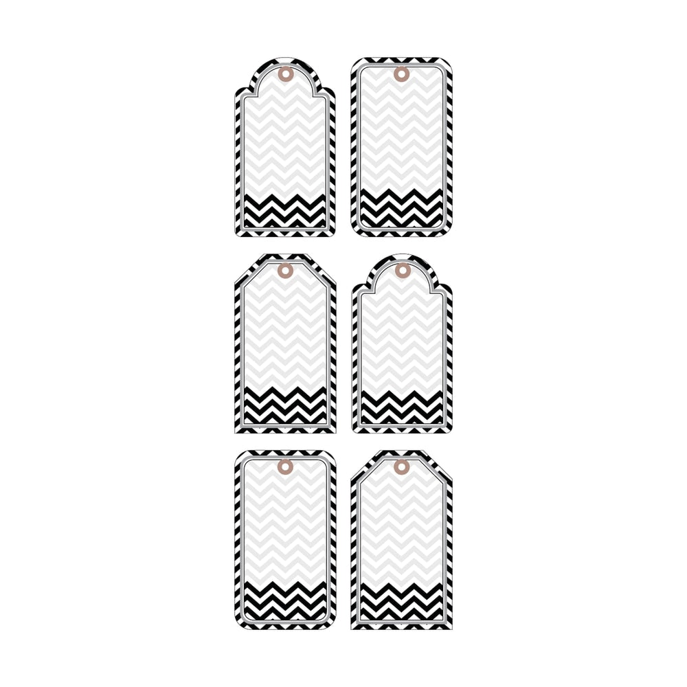Barker Creek Accents, Double-Sided, Chevron Black And White, Pack Of 36