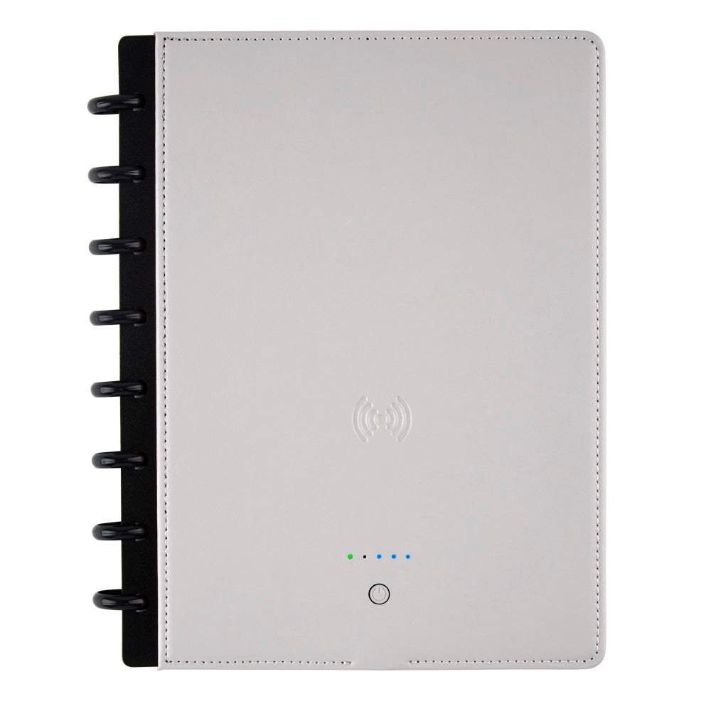 TUL Wireless/Wired Charging Discbound Notebook, Leather Cover, Junior Size, Gray
