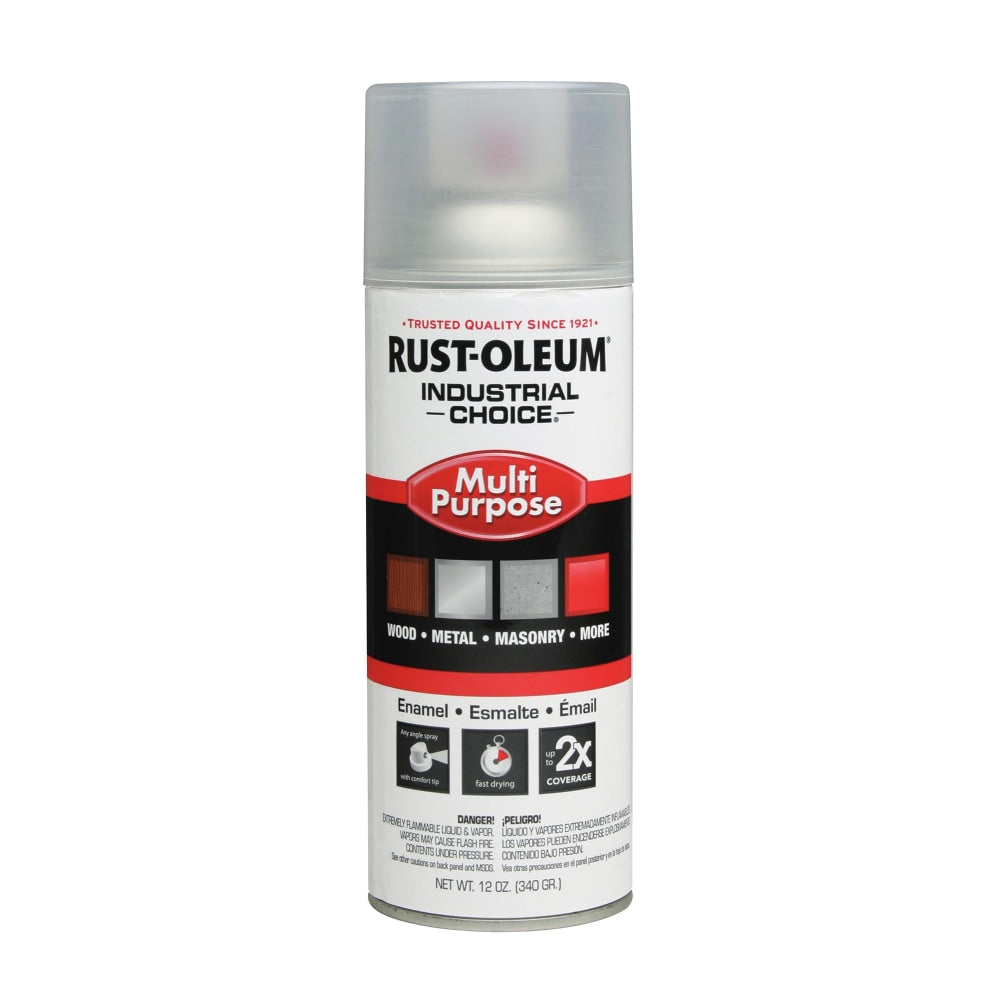 Rust-Oleum Industrial Choice 1600 System Multi-Purpose Enamel Spray Paint, 12 Oz, Gloss Crystal Clear, Case Of 6 Cans