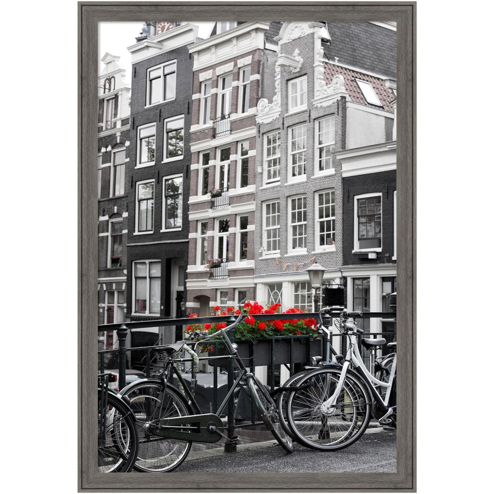 Amanti Art Narrow Wood Picture Frame, 39in x 27in, Matted For 24in x 36in, Regis Barnwood Gray