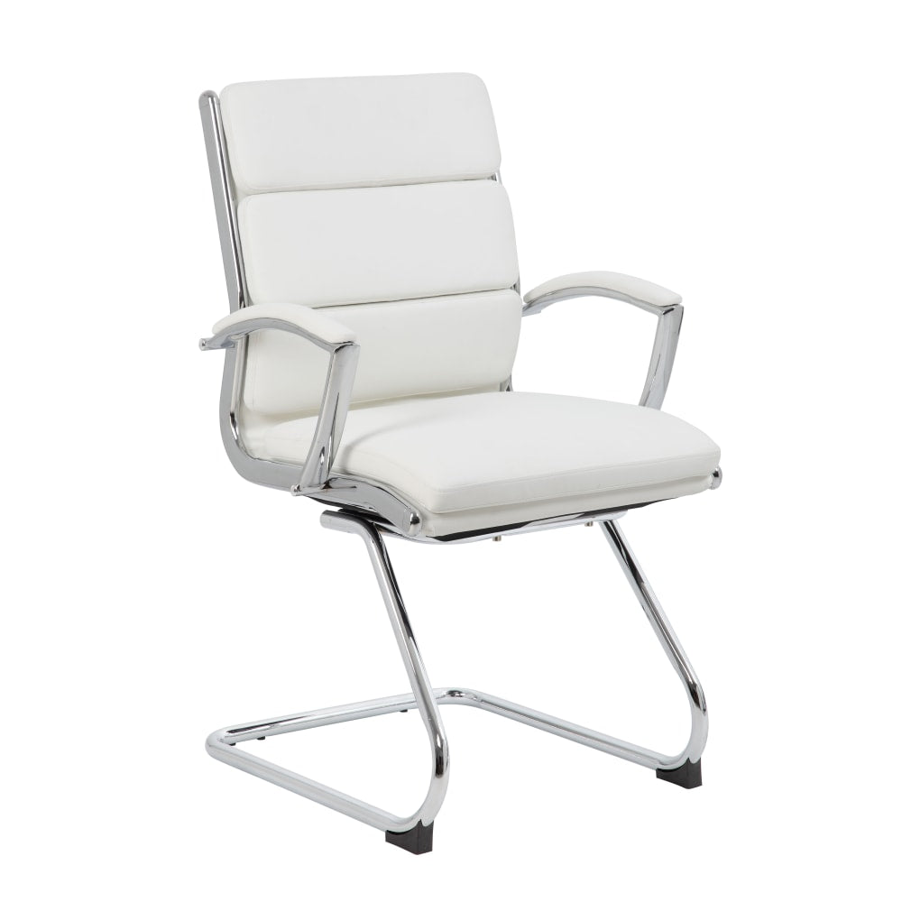 Boss Office Products Caressoft Guest Chair, White/Chrome