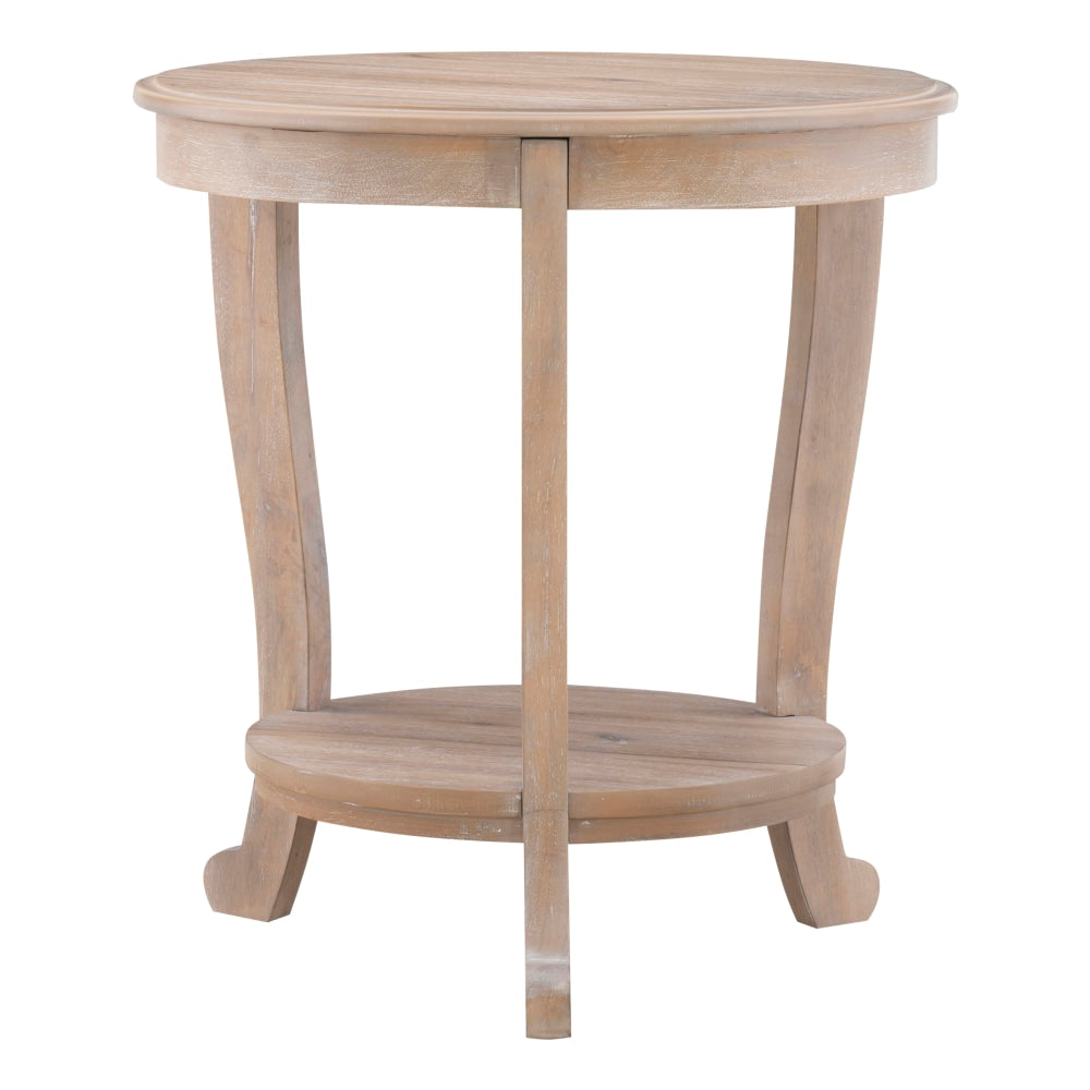 Powell Heller Side Table With Shelf, 24in x 22in, Natural