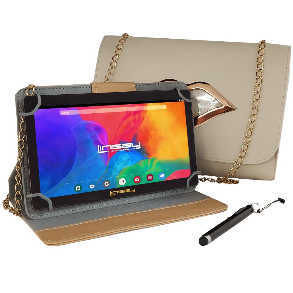 Linsay F7 Tablet, 7in Screen, 2GB Memory, 64GB Storage, Android 13, Cream Kiss
