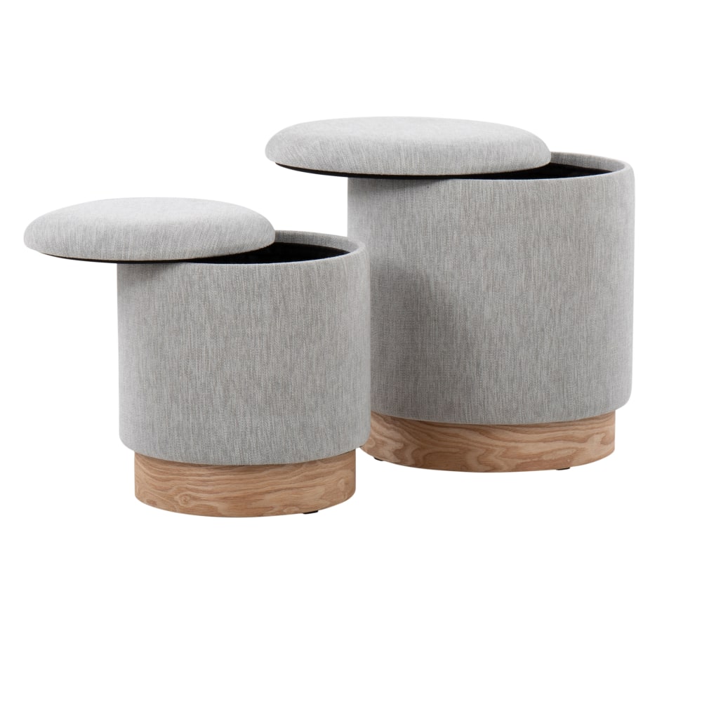 LumiSource Marla Nesting Ottomans, Light Gray/Natural, Set Of 2 Ottomans