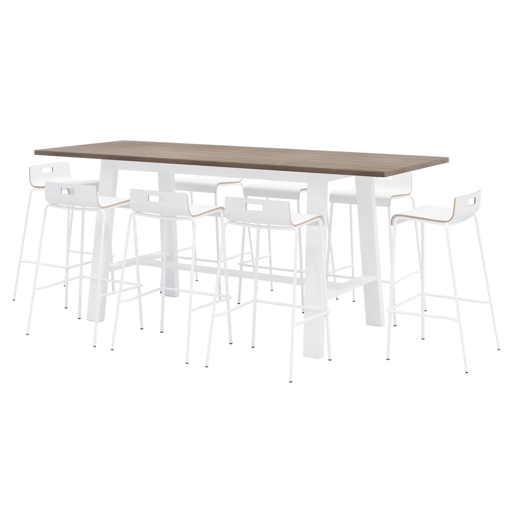 KFI Studios Midtown Bar Height Table & Bar Stool Set, White/Espresso