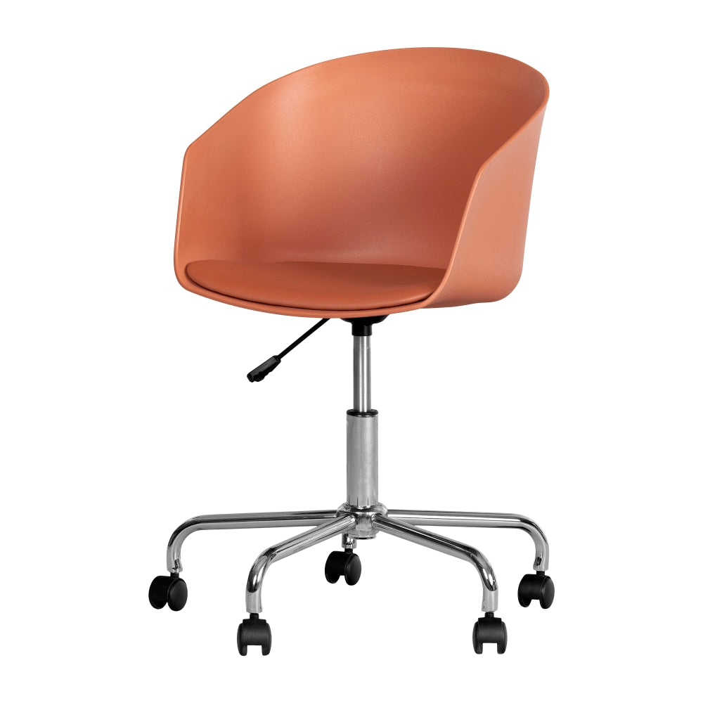 South Shore Flam Plastic Mid-Back Swivel Chair, Burnt Orange/Chrome