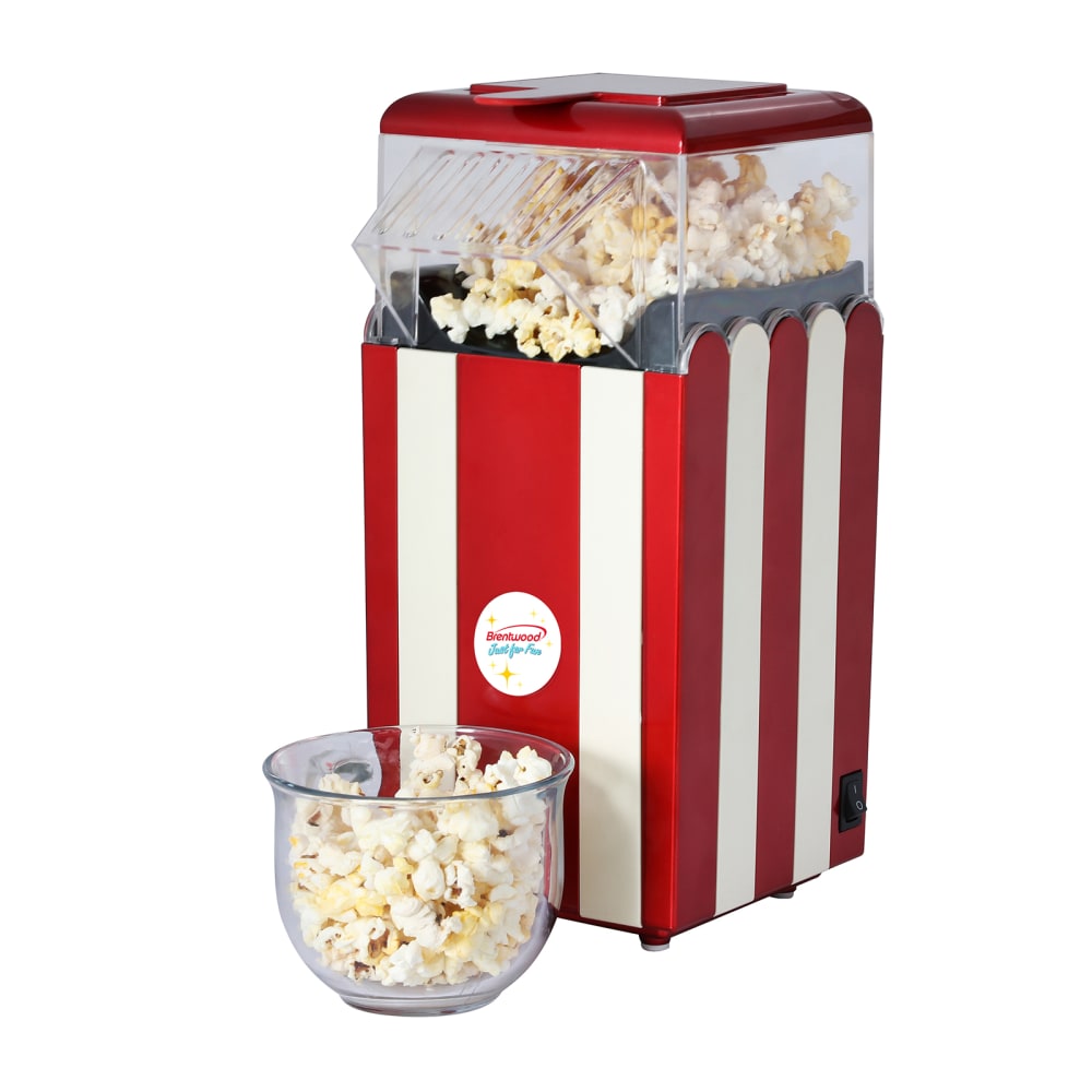 Brentwood Classic Striped 8-Cup Hot Air Popcorn Maker, 12-1/2inH x 6inW x 8inD, White