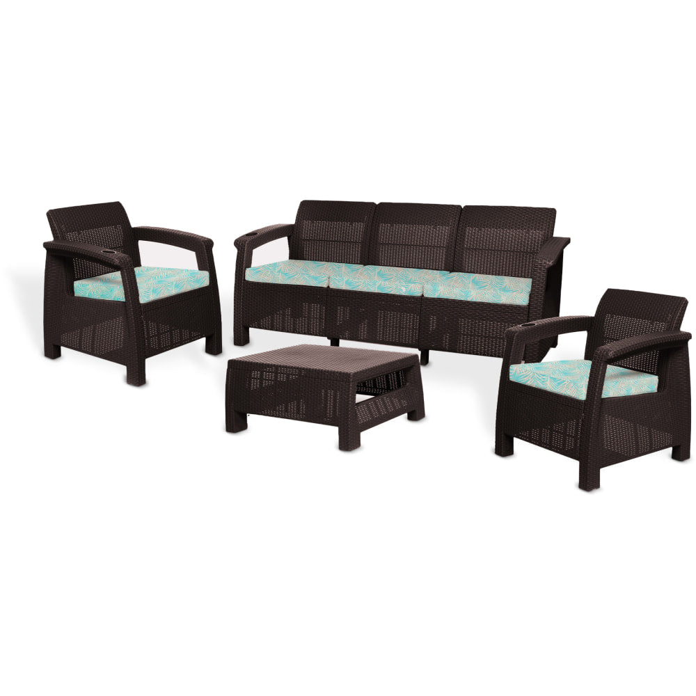 Inval MQ FERRARA 4-Piece Premium Furniture Set, Espresso/Turquoise