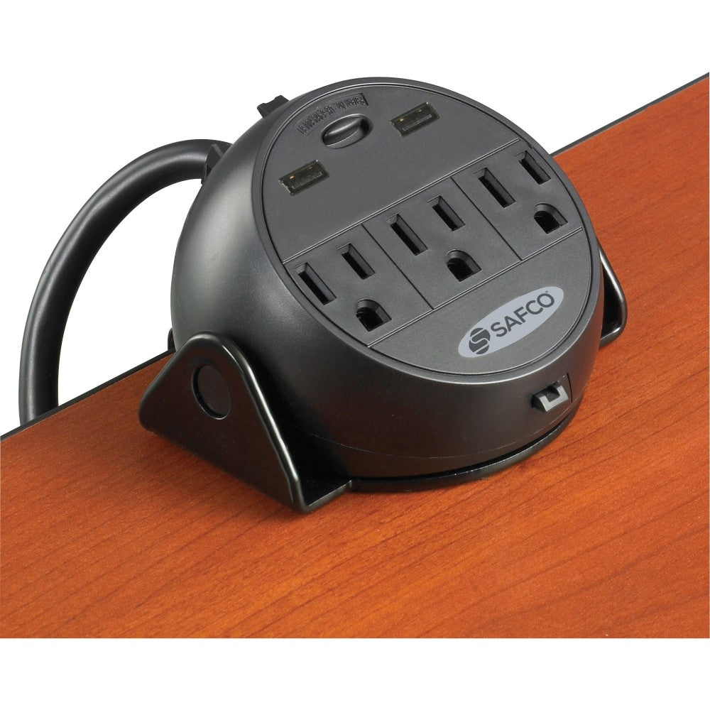 Safco Training Table Clamp-On Power Module - 3 x Power Receptacles Clamp Mount - 1 Pack