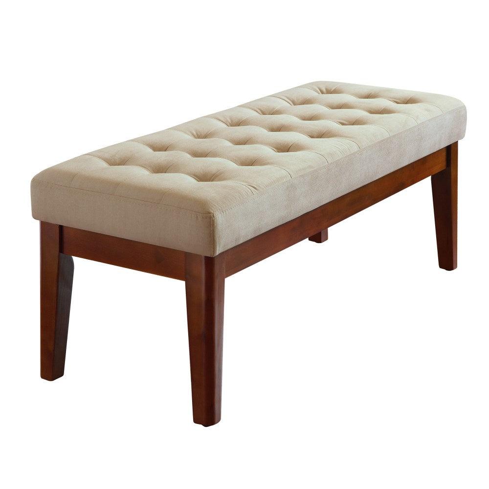 Elle Decor Claire Tufted Bench, Vanilla Cream/Brown
