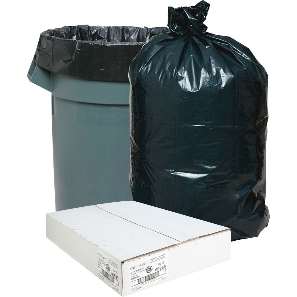 naturesaver 1.25-mil Can Liners, 31 - 33 Gallons, 33in x 39in, 75% Recycled, Black, Box Of 100