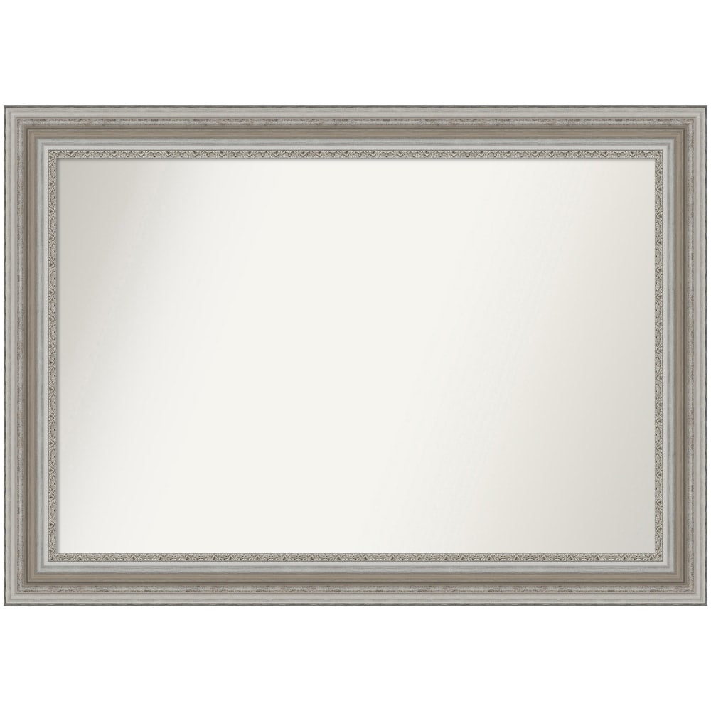 Amanti Art Non-Beveled Rectangle Framed Bathroom Wall Mirror, 29-1/2in x 41-1/2in, Parlor Silver
