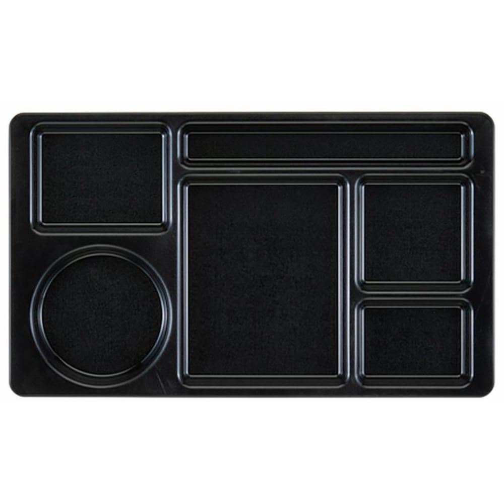 Cambro Camwear 6-Compartment Serving Trays, 8-3/4in x 15in, Black, Set Of 24 Trays