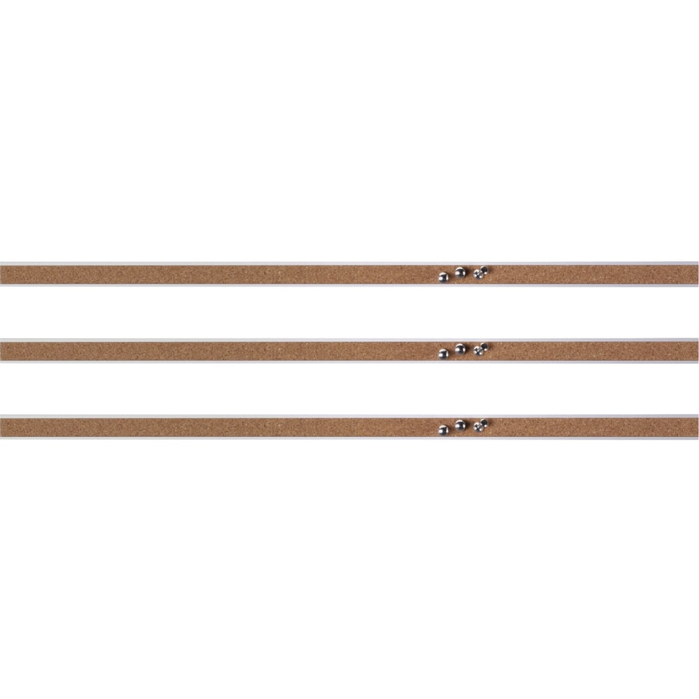 Lorell Cork Strip Bulletin Bars, 1in x 18in, Silver, Pack Of 3