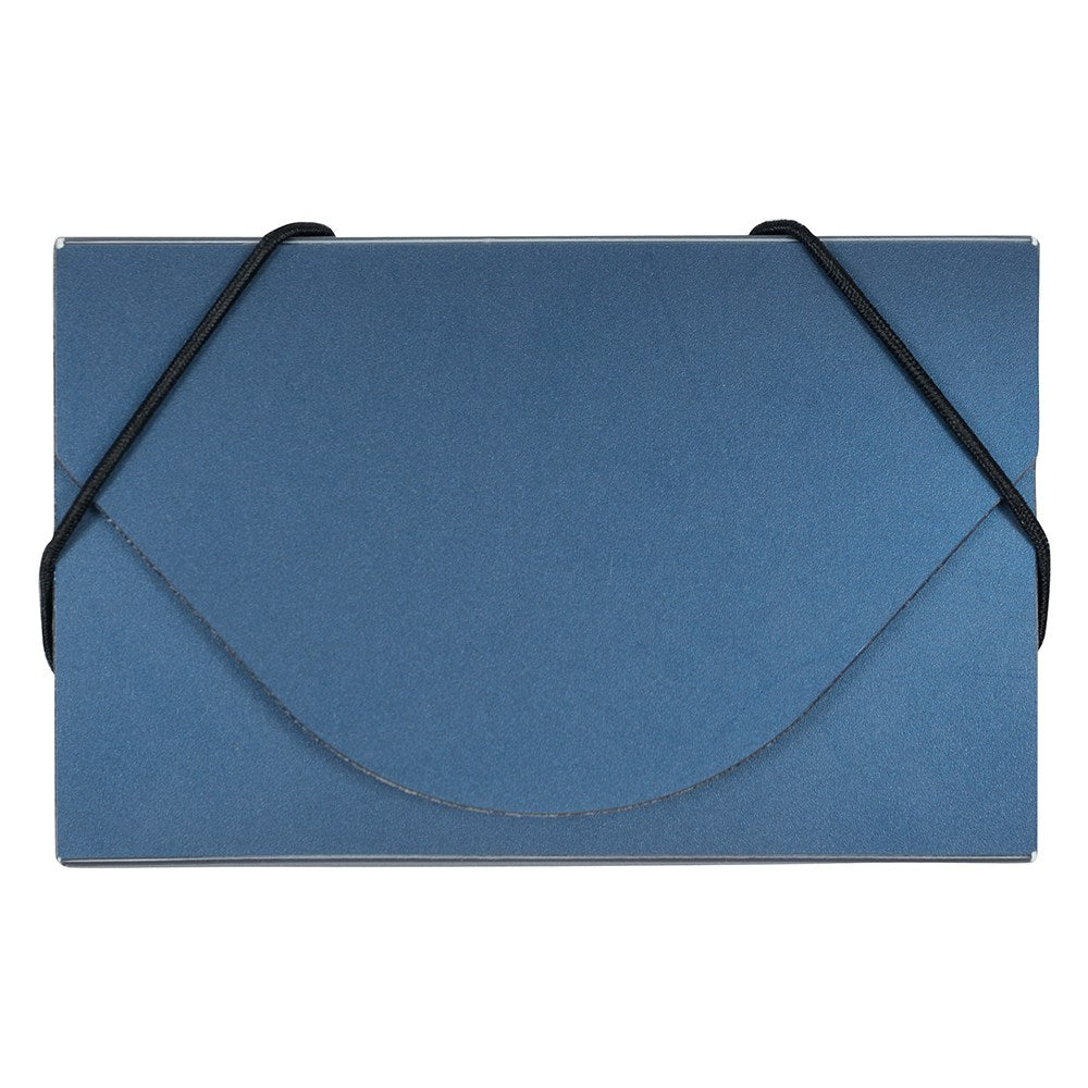 JAM Paper Business Card Case With Elastic Closure, Blue Metallic