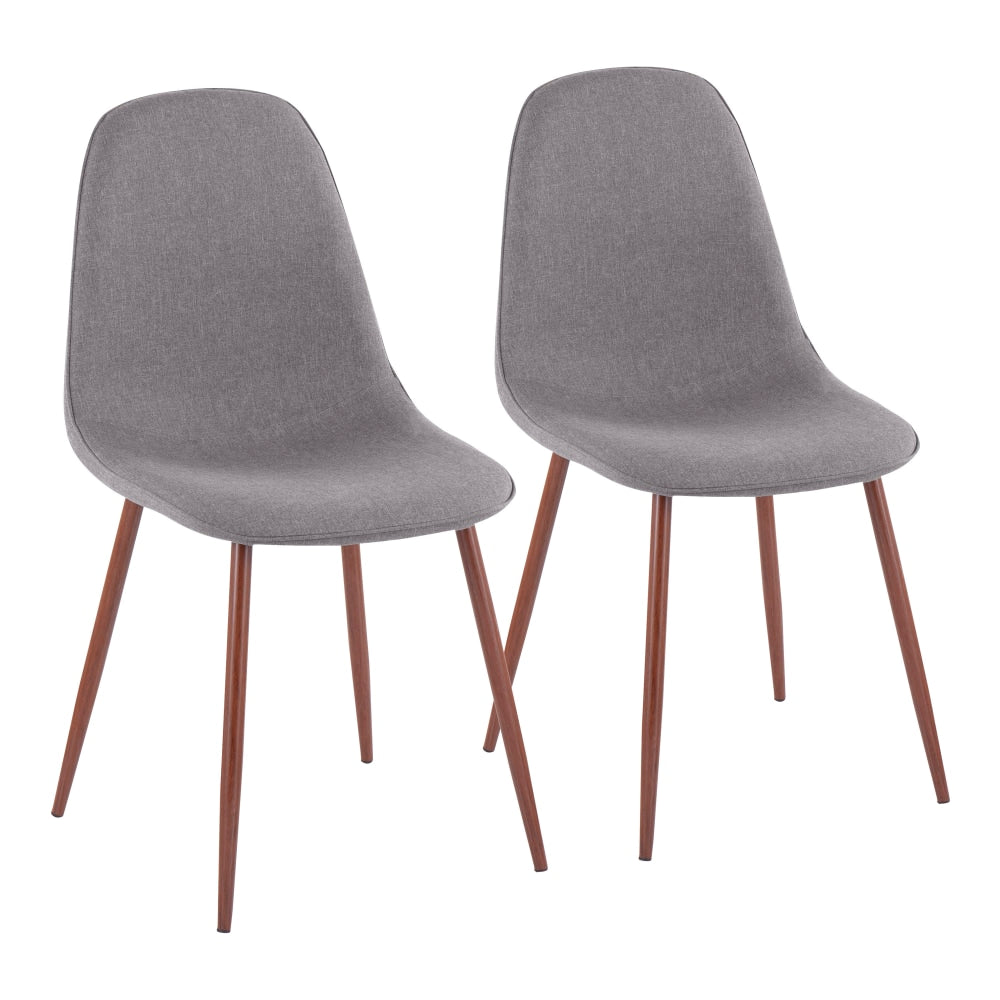 LumiSource Pebble Dining Chairs, Charcoal/Walnut, Set Of 2 Chairs