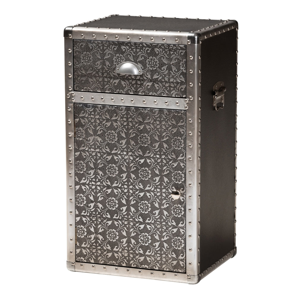 Baxton Studio 28inH Vintage Industrial Accent Cabinet, Silver