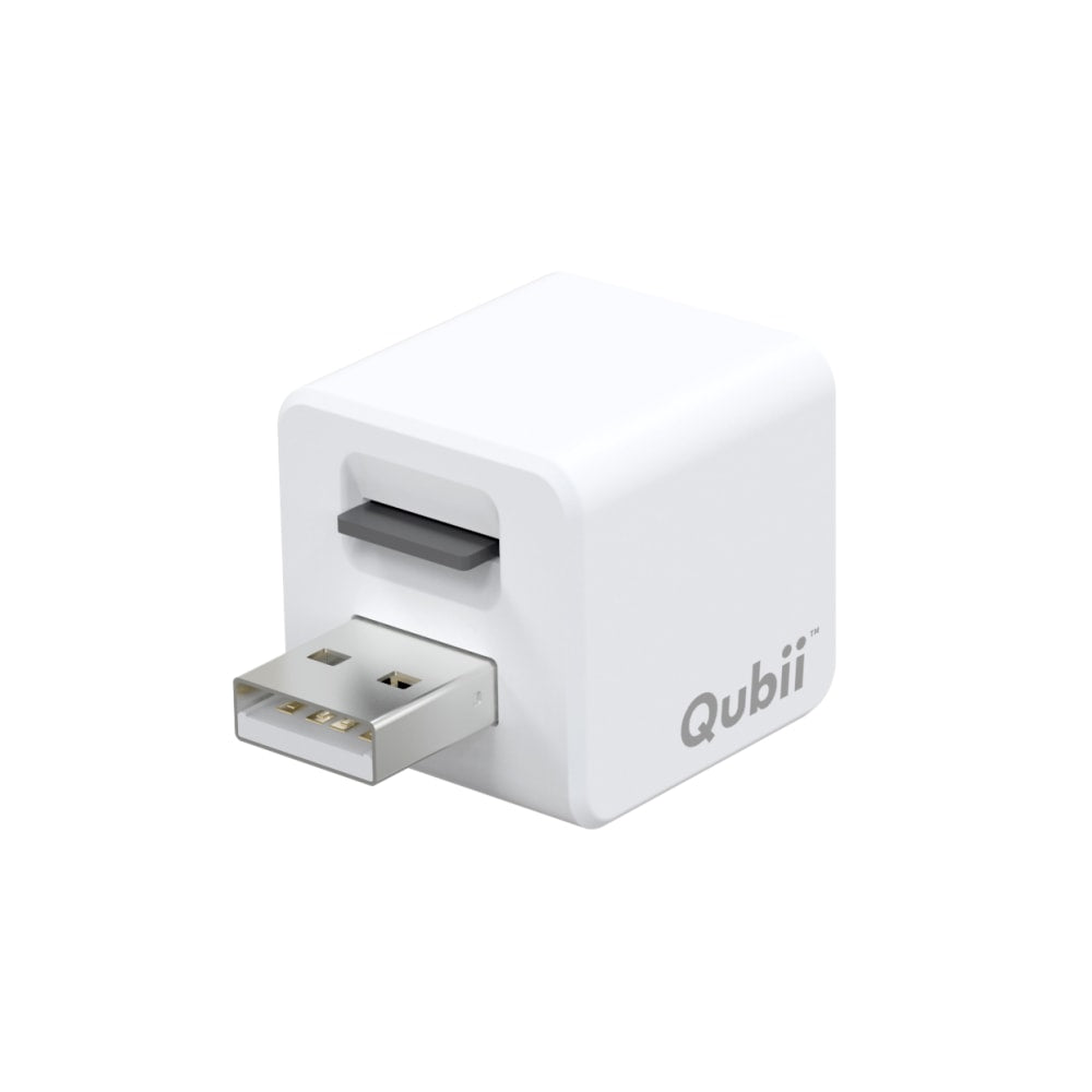 Maktar Qubii Charger And Storage Backup Device For Apple iPhone And iPad, White