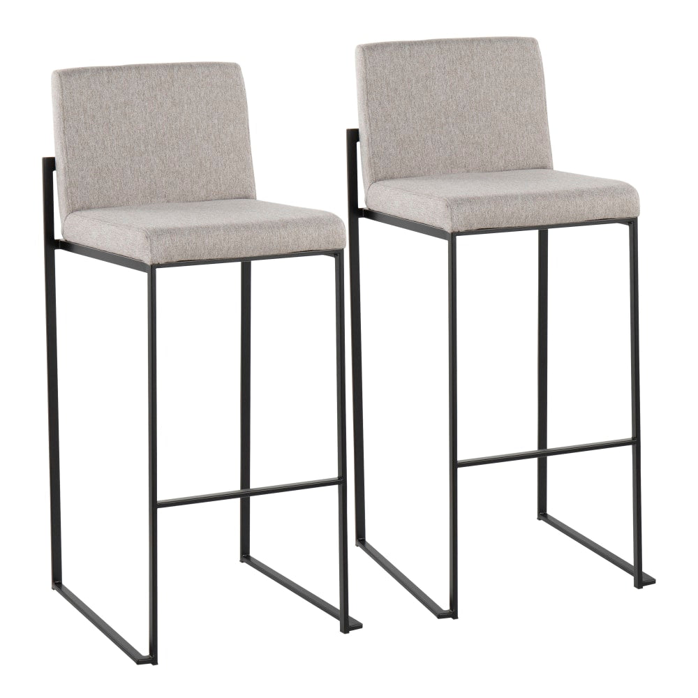 LumiSource Fuji High-Back Bar Stools, Gray/Black, Set Of 2 Stools